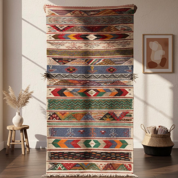 Kharita Multicolor Patterned Rug – 75x155 cm (30” x 61”)