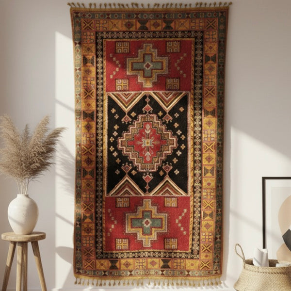Ouaouzguiti Black, Red & Yellow Rug – 147x250 cm (58” x 98”)