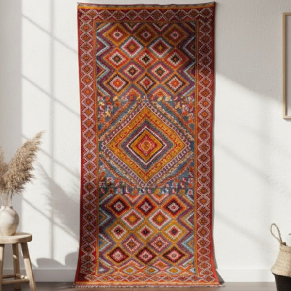 Ouaouzguiti Multicolor Patterned Rug – 140x315 cm (55” x 124”)
